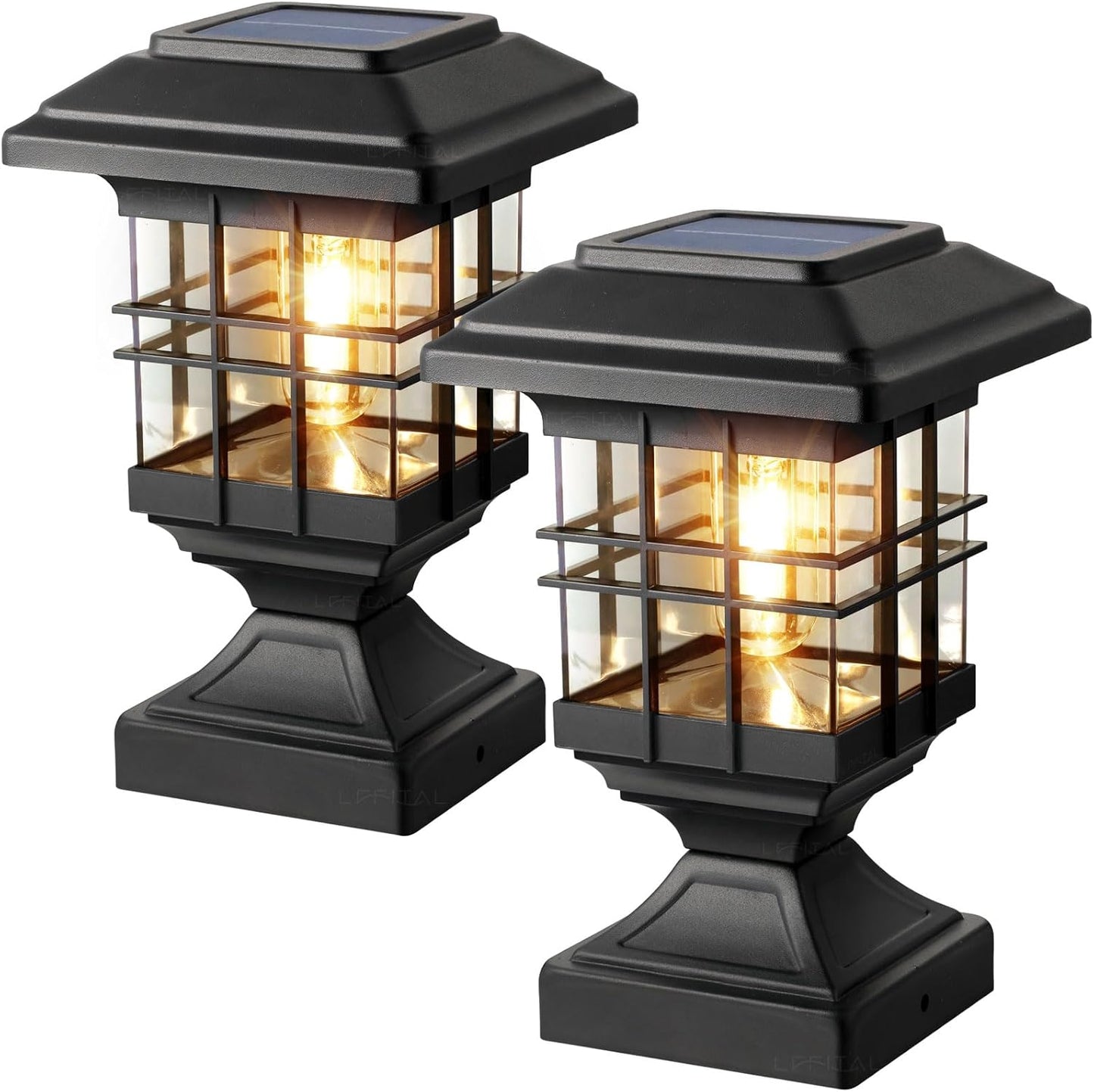 Solar Post Lights Outdoor Cap for 4x4 5x5 6x6 Posts - Black