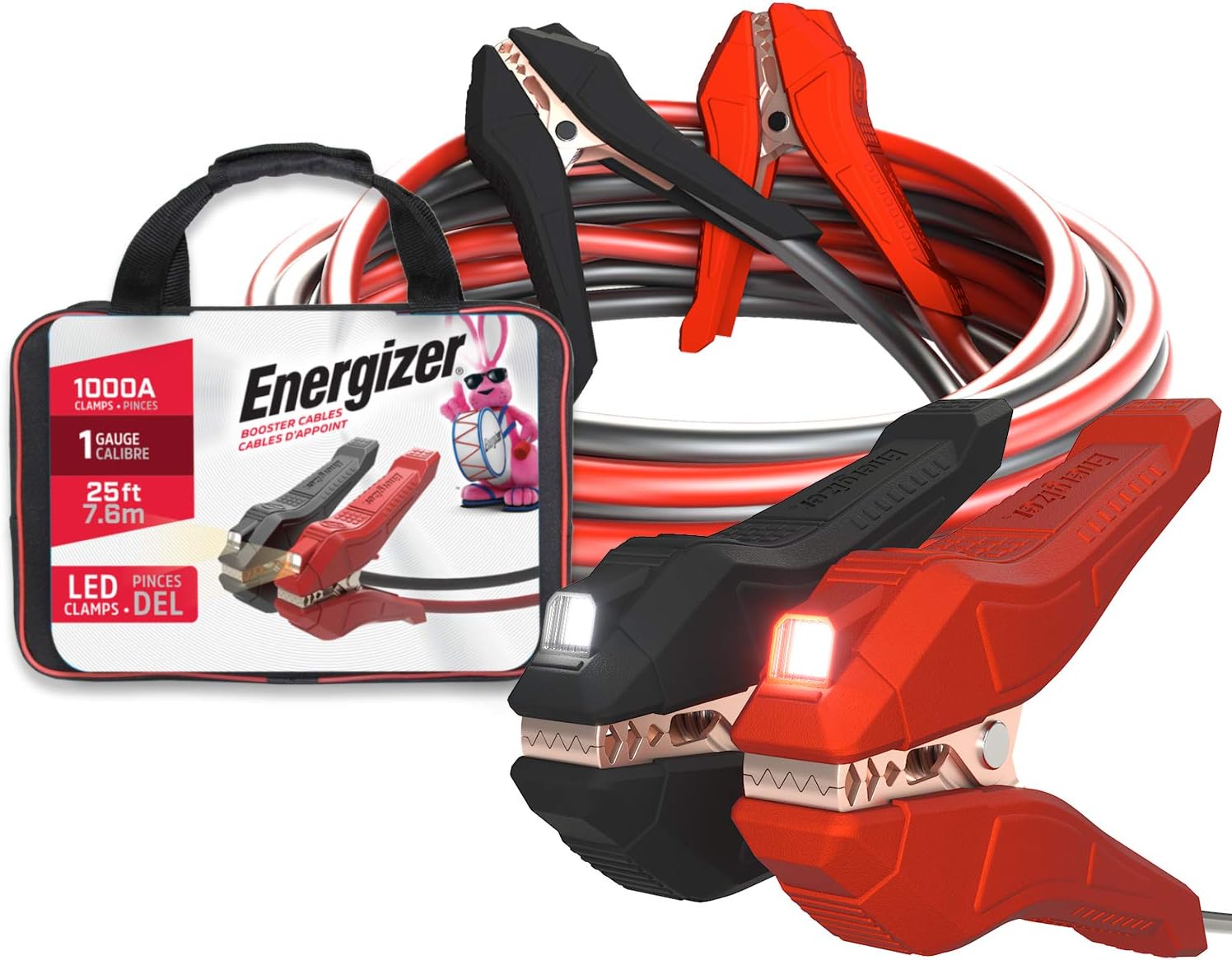 Energizer 25 Feet Jumper Cables with LED Lights for Cars