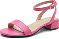 Women's Chunky Low Block Heel Sandals - Comfortable Ankle Strap
