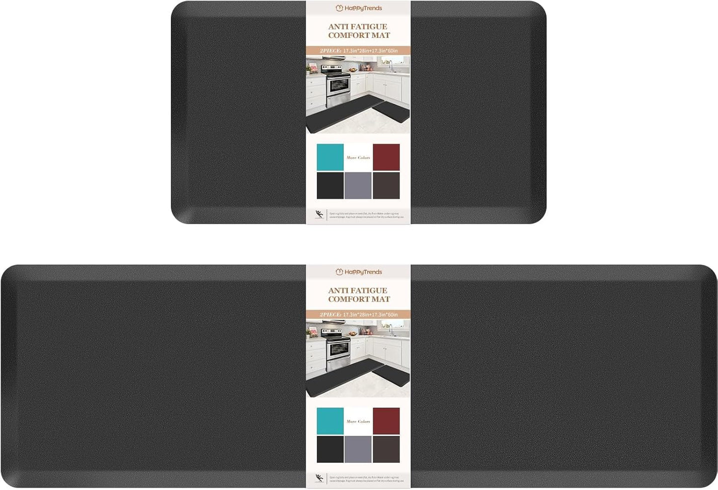 HappyTrends Anti-Fatigue Kitchen Mat Set for Comfort and Style