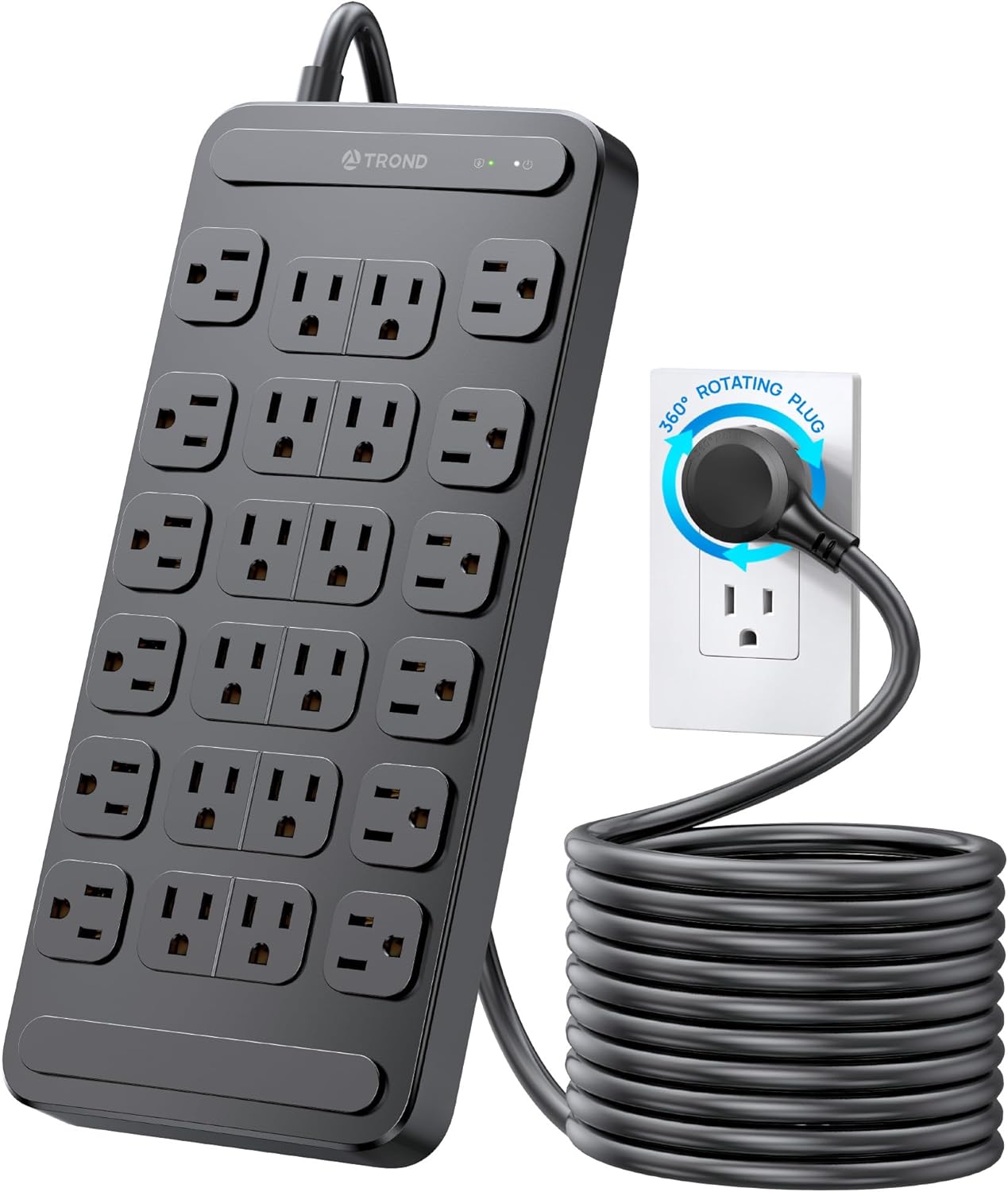 TROND Surge Protector Power Strip with 360 Rotating Flat Plug