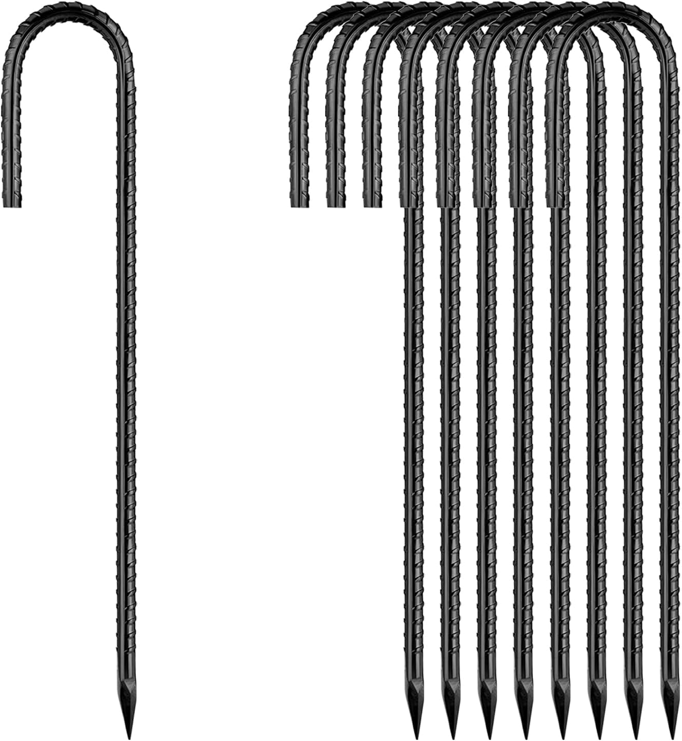 10 Pack Heavy Duty 12 Rebar Stakes - Anti-Rust for Gardening & More