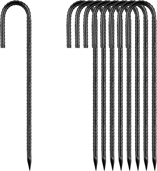 10 Pack Heavy Duty 12 Rebar Stakes - Anti-Rust for Gardening & More