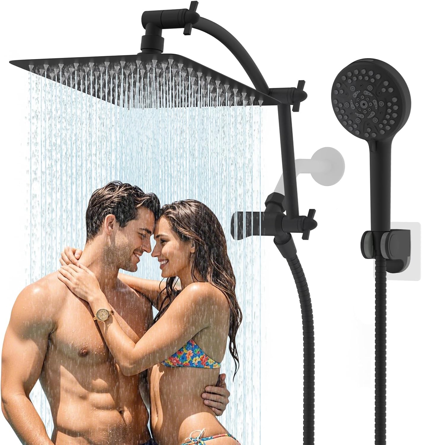 Hibbent 12ft' High Pressure Rain Shower Head Combo with Extension Arm