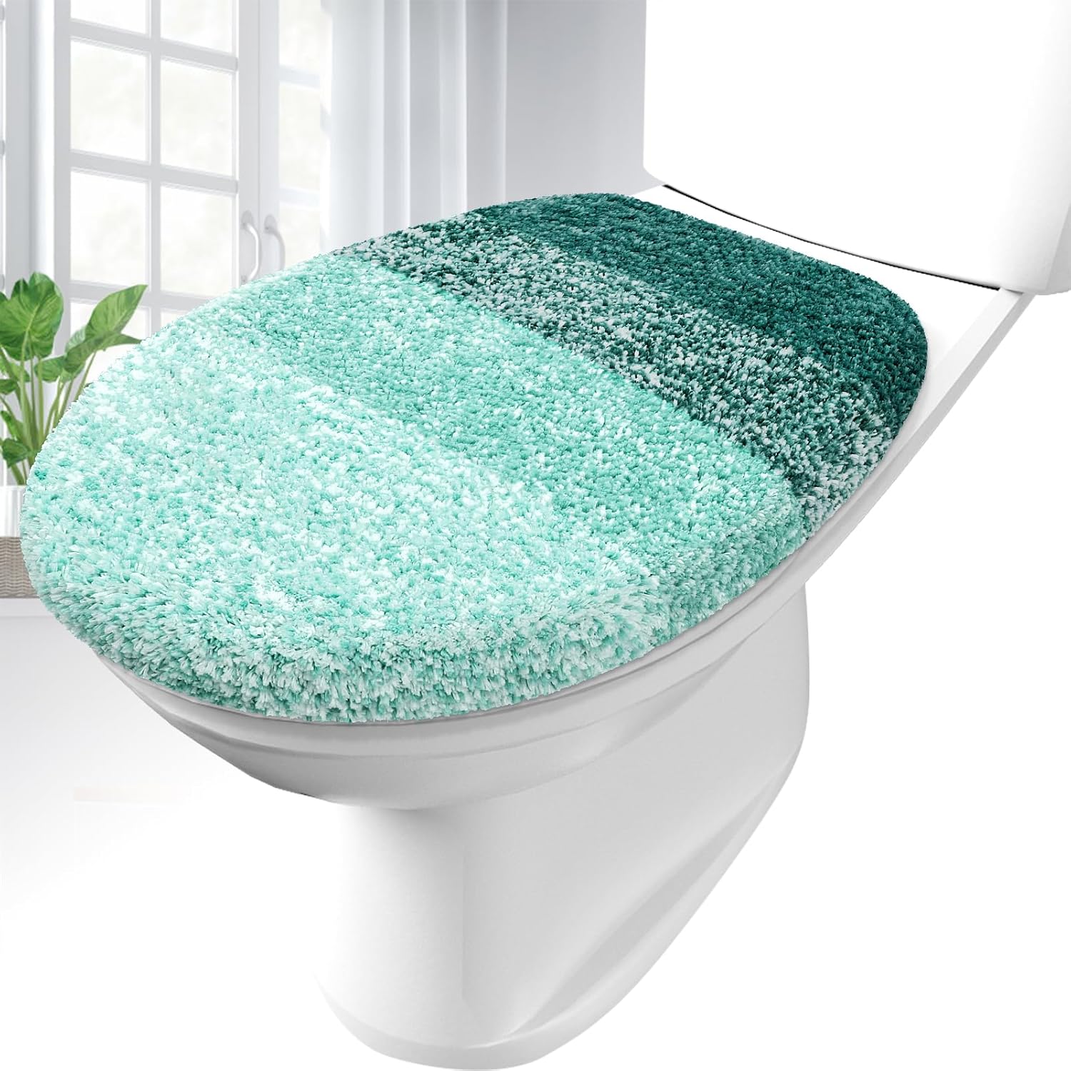 OLANLY Soft Microfiber Bathroom Toilet Lid Cover for Comfort