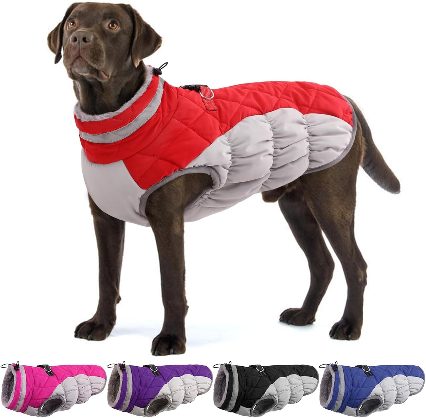 Large Dog Coat for Winter, Waterproof and Warm Fleece Jacket