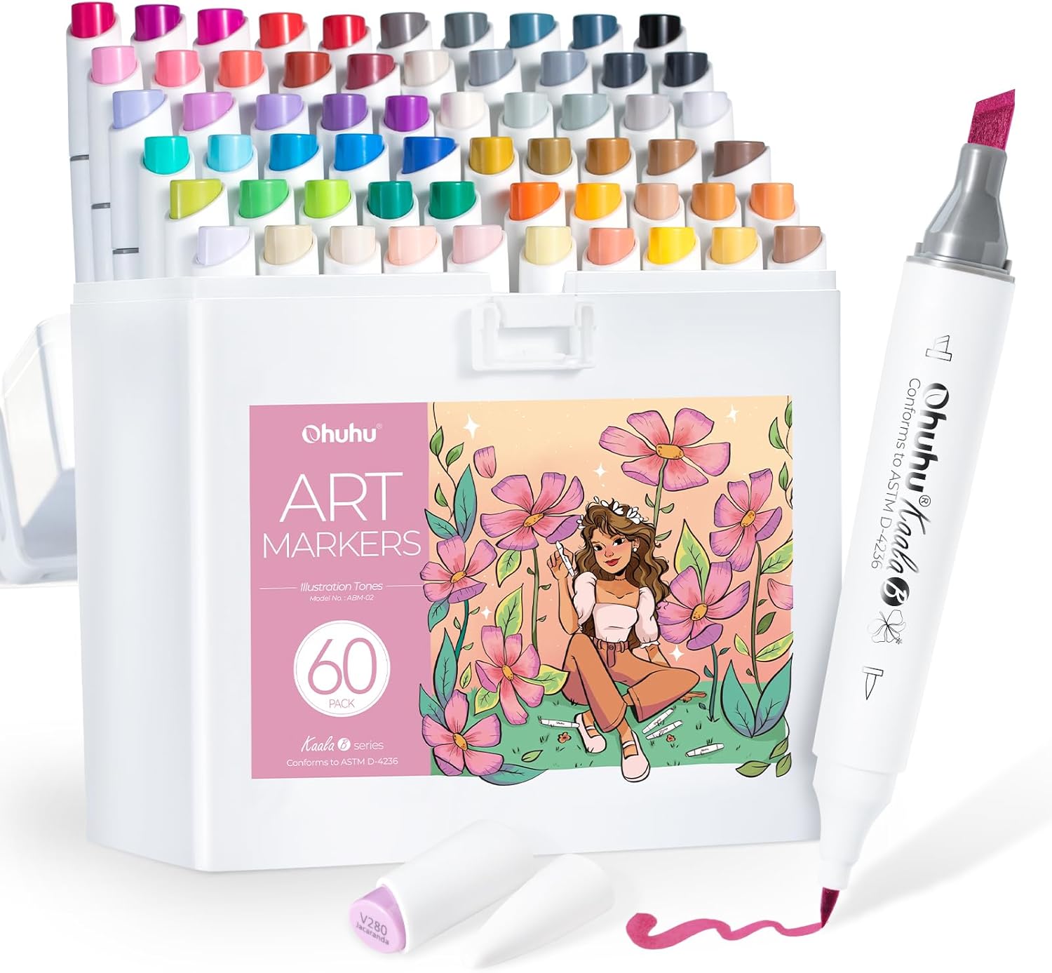 Ohuhu Alcohol Markers: Mini Brush & Slim Broad Dual Tip Set