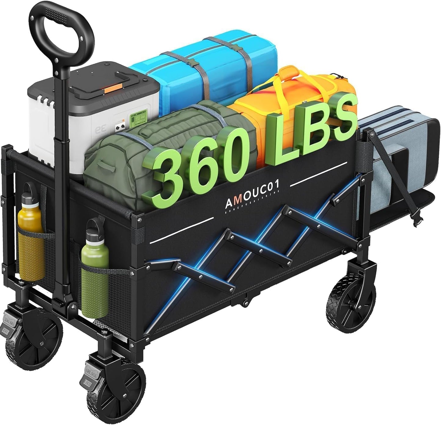 Collapsible Wagon Cart with 360 LBS Load Capacity for Outdoor