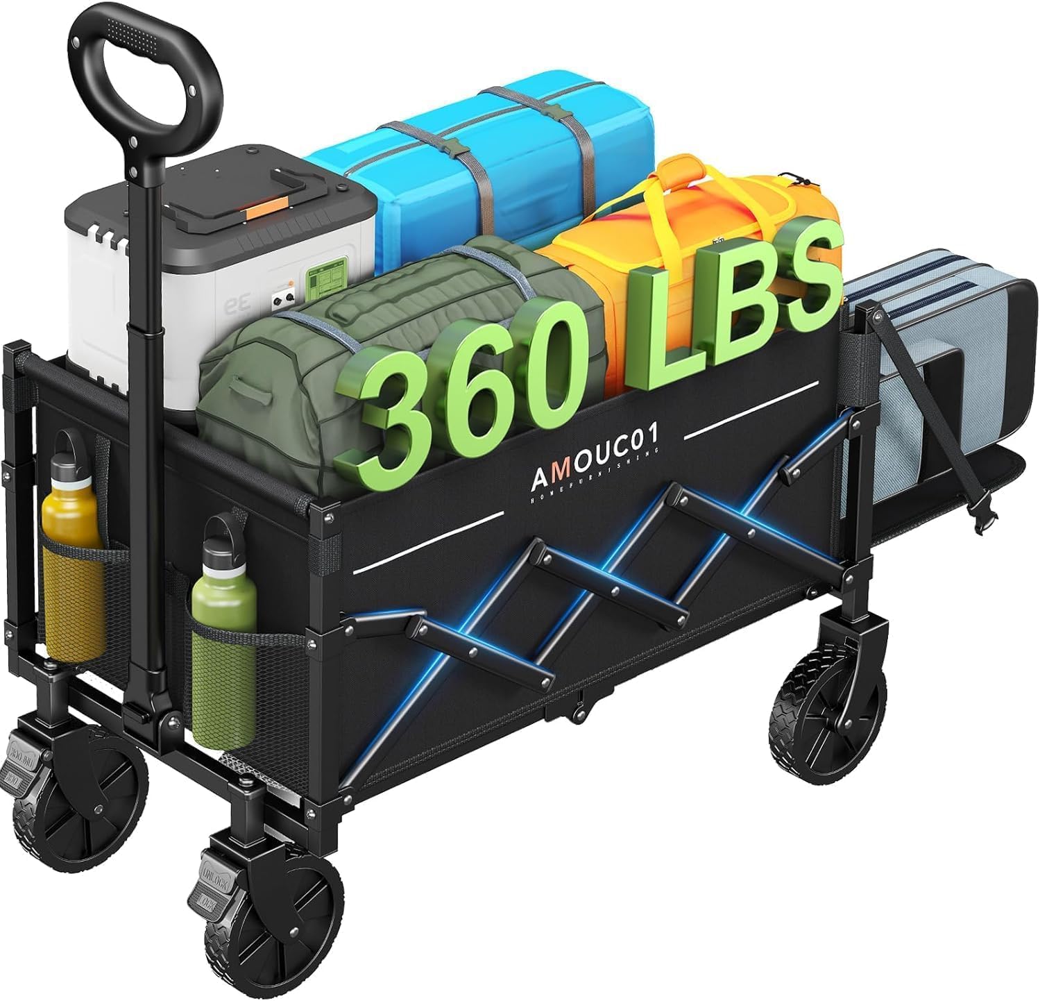 Collapsible Wagon Cart with 360 LBS Load Capacity for Outdoor