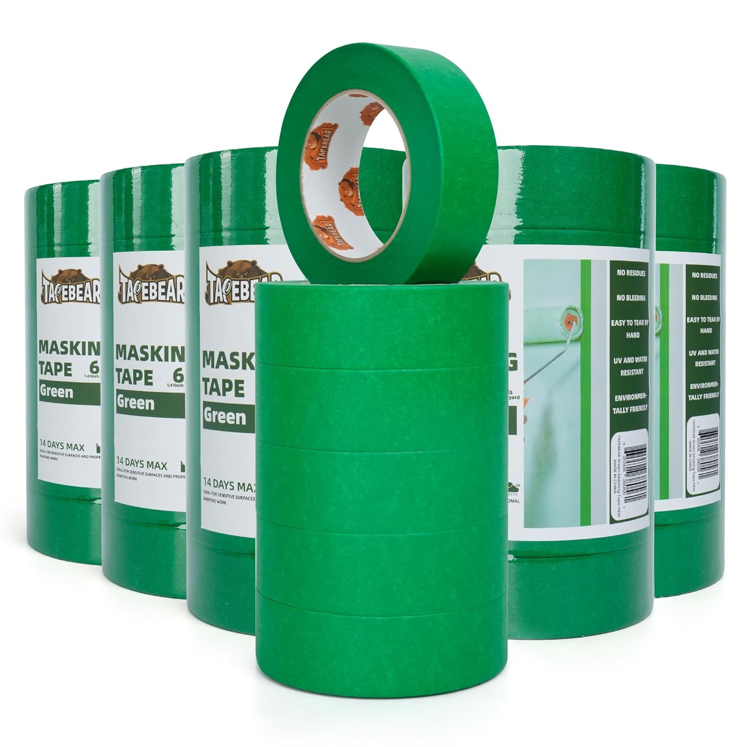 TAPEBEAR Green Painters Tape for Sharp Lines and Easy Removal