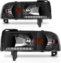 DWVO LED DRL Headlight Assembly Compatible with 1994-2001 Dodge Ram