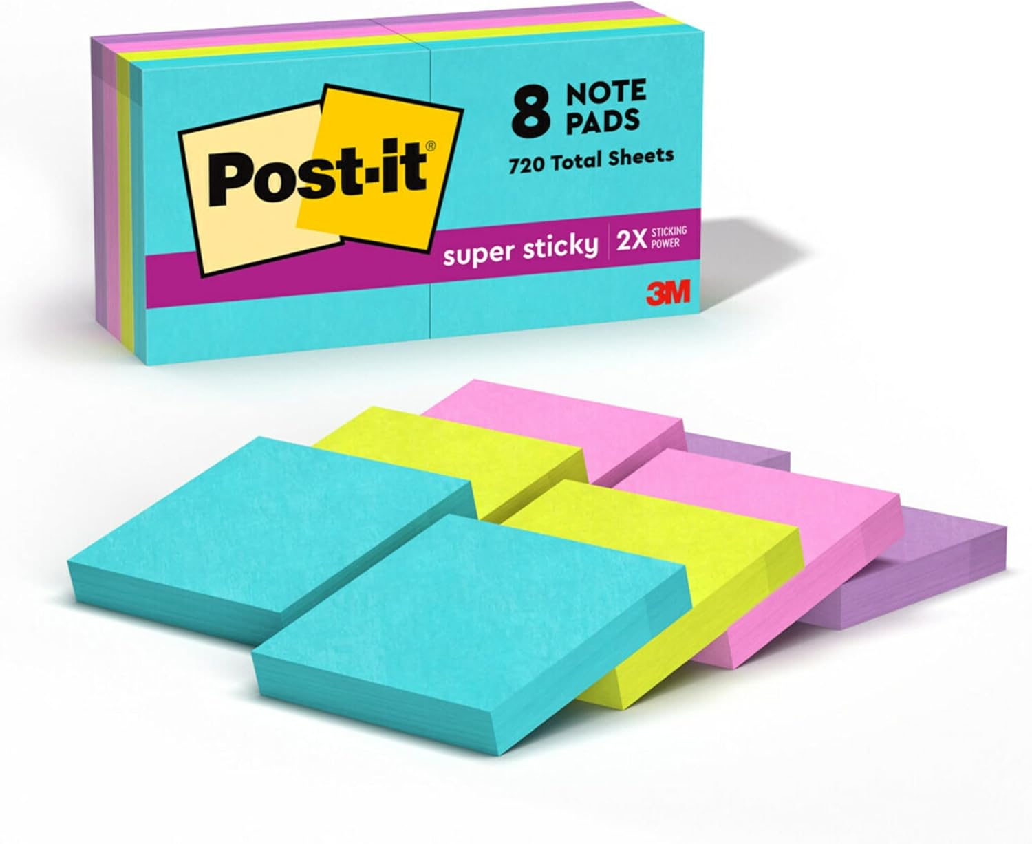 Sticky Notes for Vertical Surfaces - 8 Pads - Supernova Neons