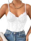 Milumia Sheer Mesh Lace Bodysuit Corset Top - Flattering Night Out