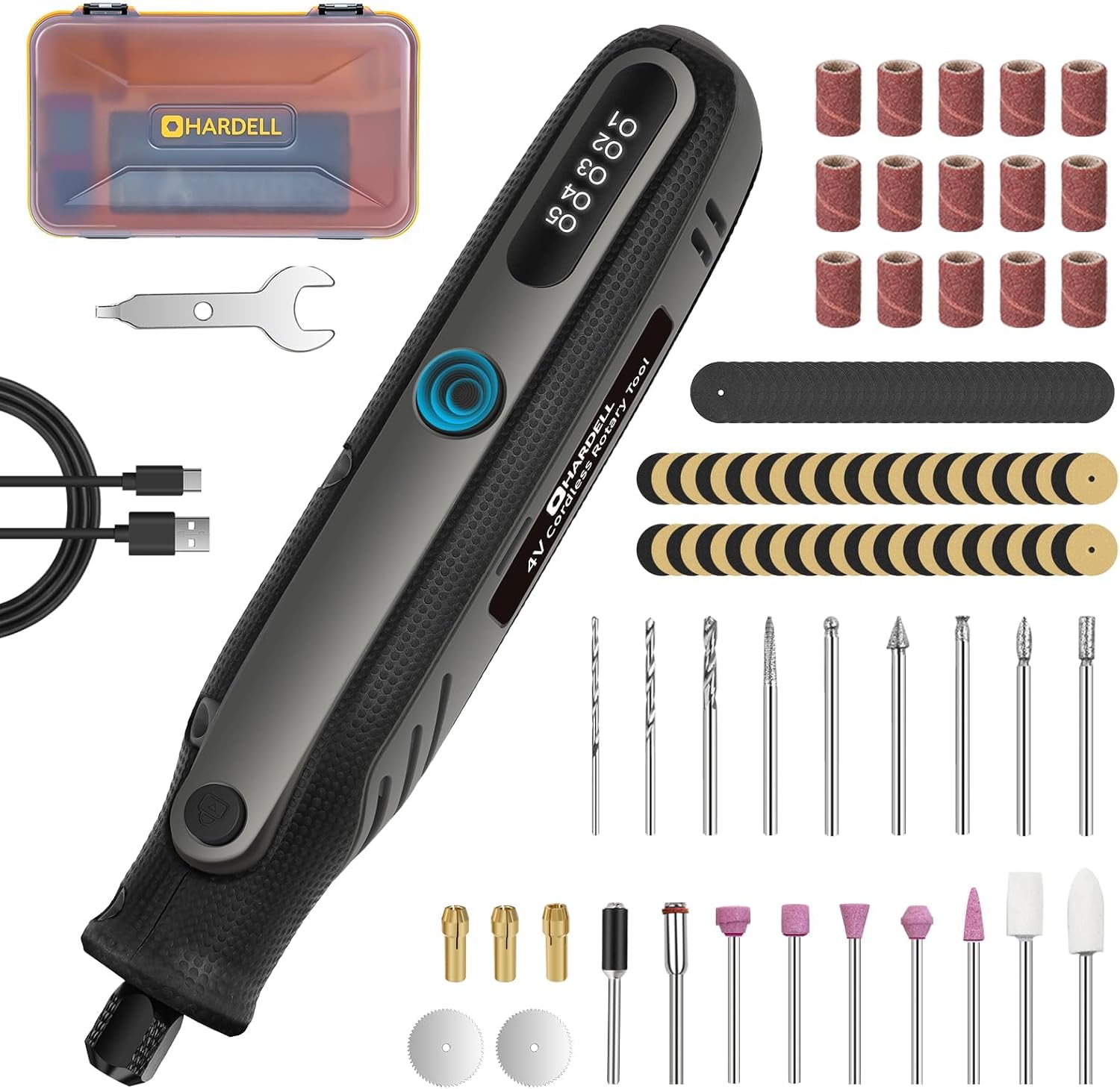 HARDELL Mini Cordless Rotary Tool 4V with 129 Accessories