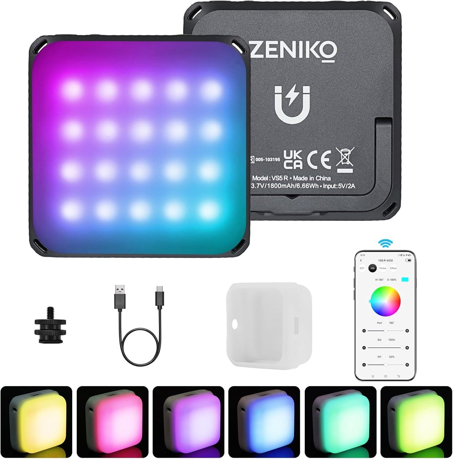 ZENIKO VS5 R Mini LED Video Light for Photography and Streaming
