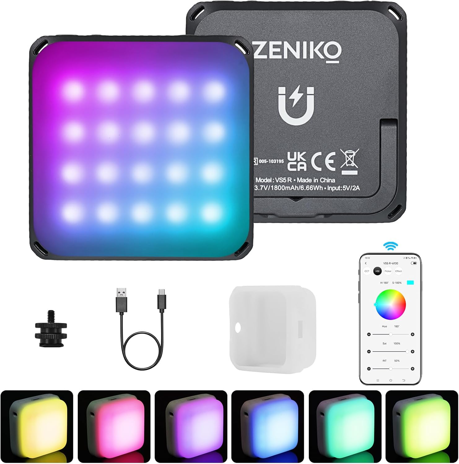 ZENIKO VS5 R Mini LED Video Light for Photography and Streaming
