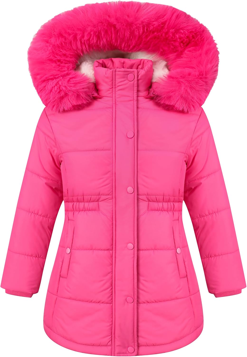 Girls Winter Jacket Long Puffer Coat with Removable Hood