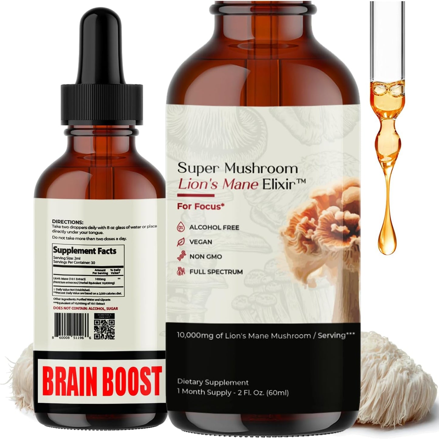 Auri Lions Mane Liquid Elixir for Memory and Focus Support