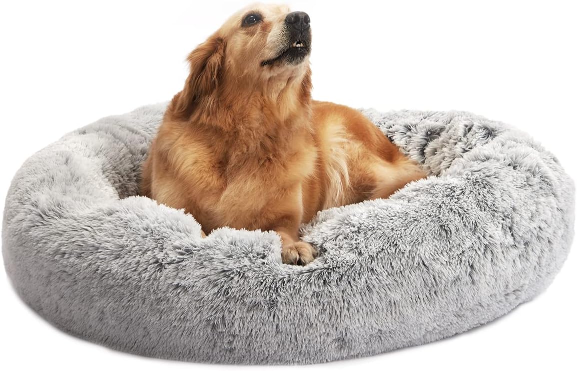 Calming Donut Dog Bed for Large Dogs - Soft & Cozy Design