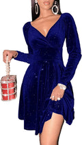 Sexyasasii Velvet Glitter Wrap V Neck Mini Dress - Party Ready