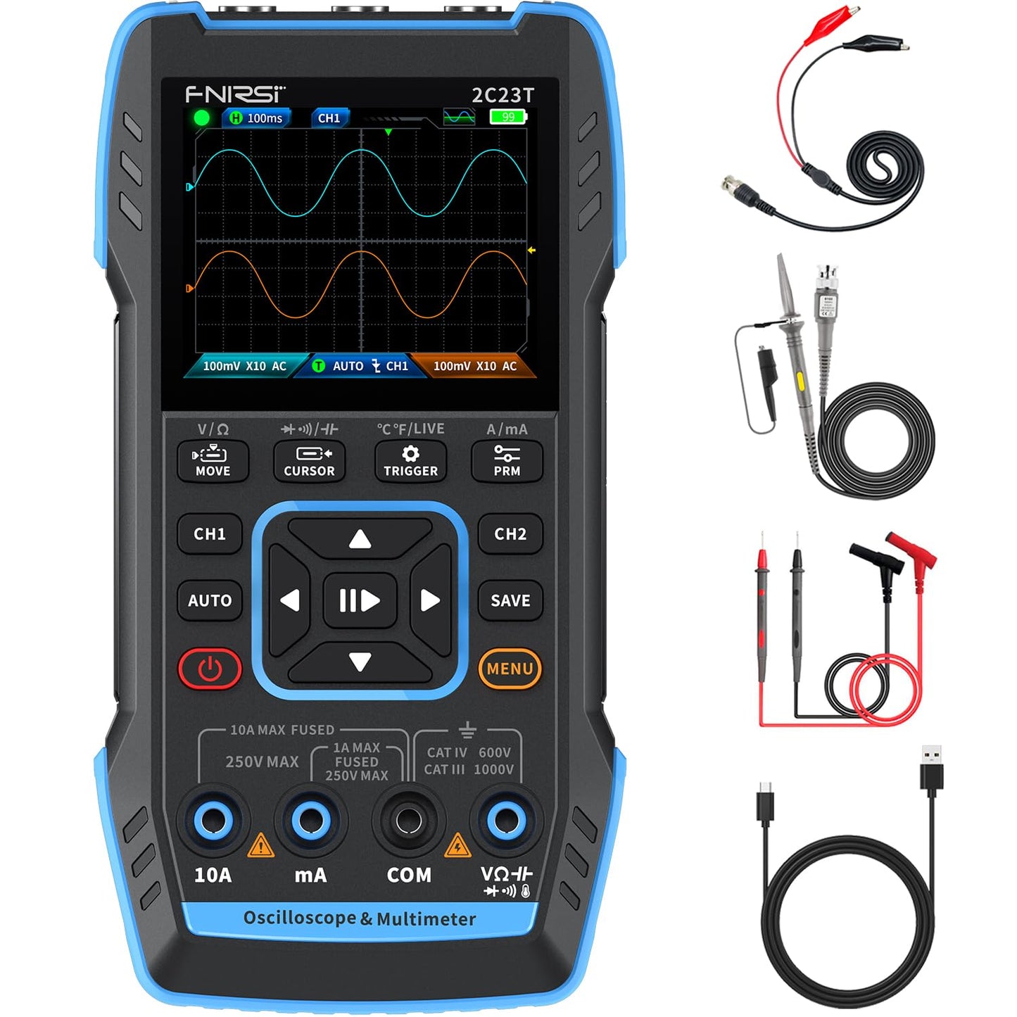 2 Channel Handheld Oscilloscope Multimeter with DDS Generator