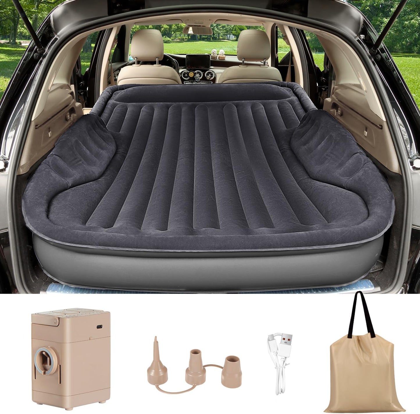 Self-Inflating SUV Air Mattress with Built-in Pump for Comfort