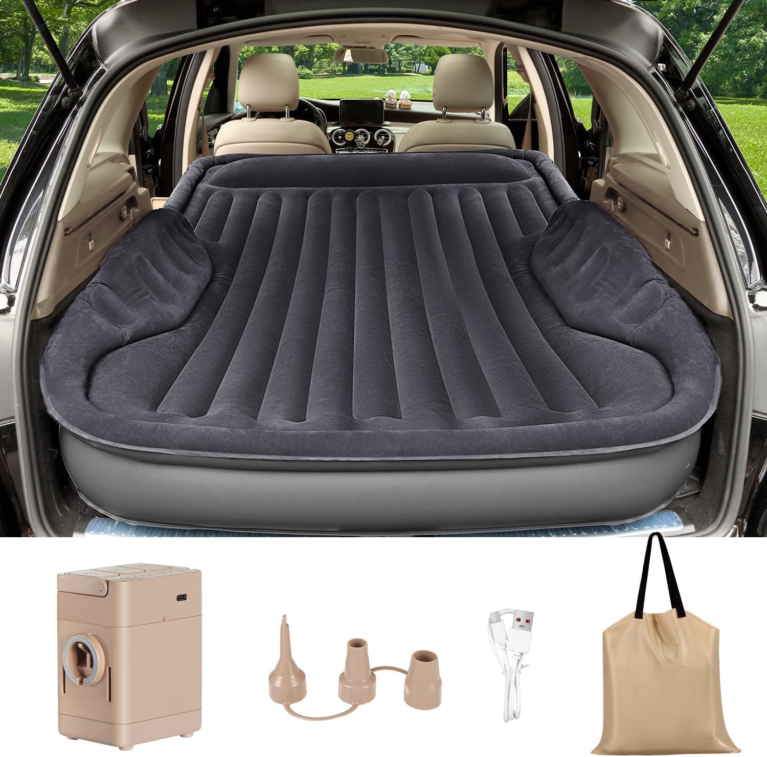 Self-Inflating SUV Air Mattress with Built-in Pump for Comfort