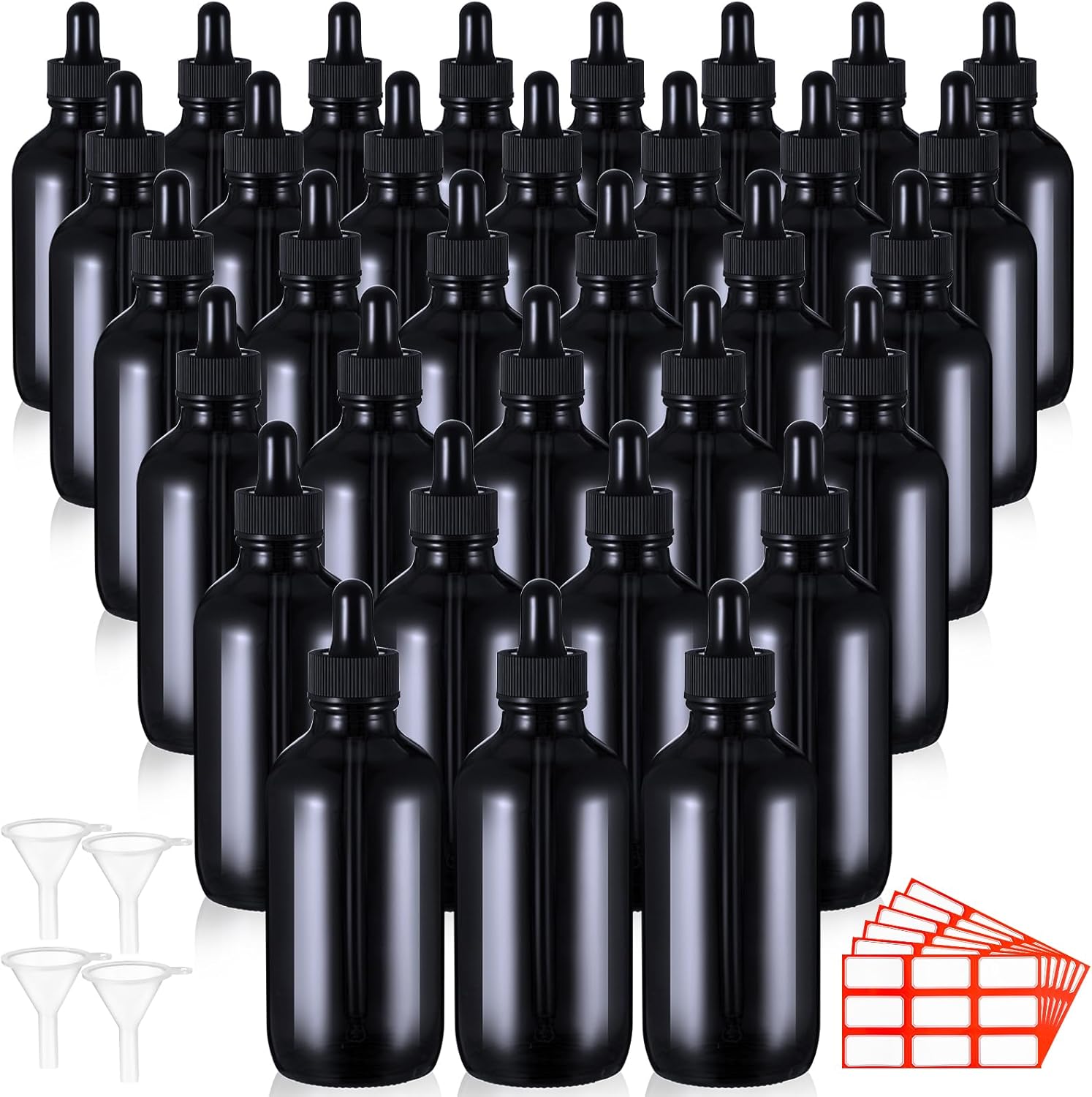 50 Pack 4 oz Glass Dropper Bottles for Essential Oils and More