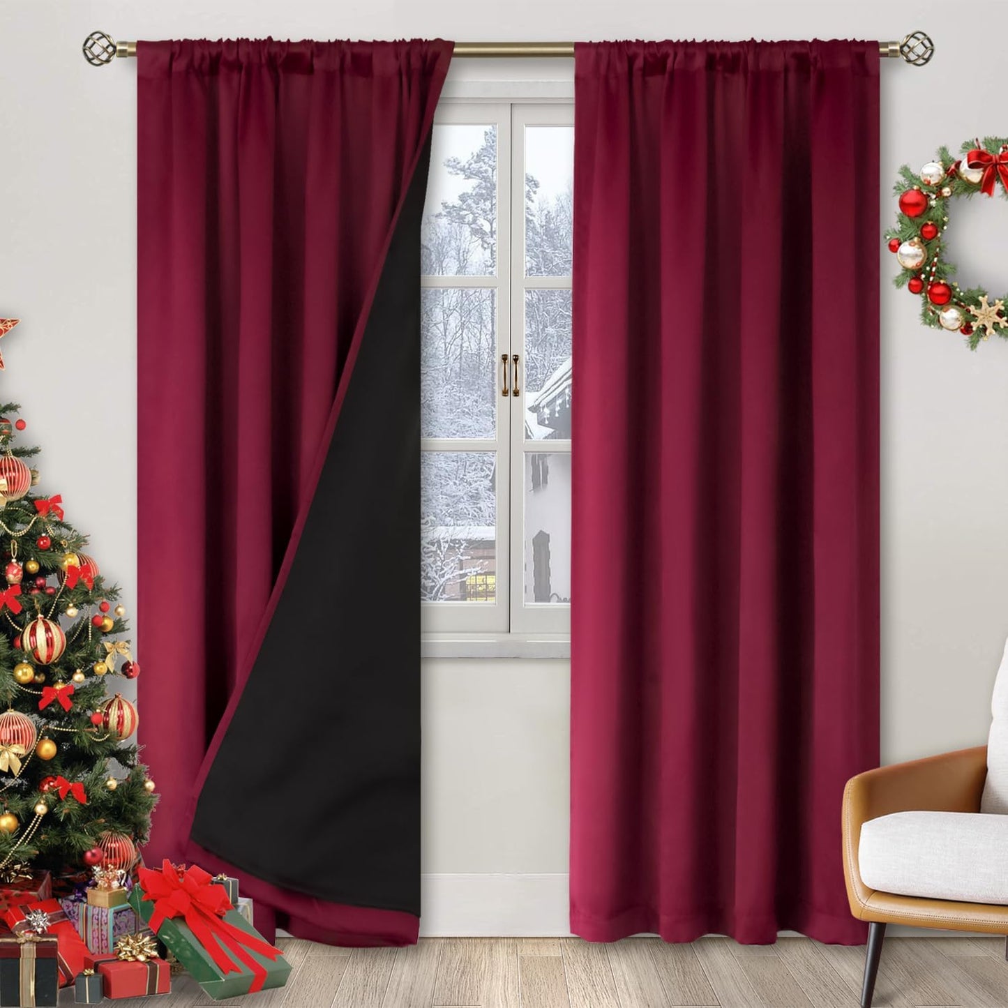 BGment Burgundy Red Blackout Curtains for Bedroom 84 Inch Length