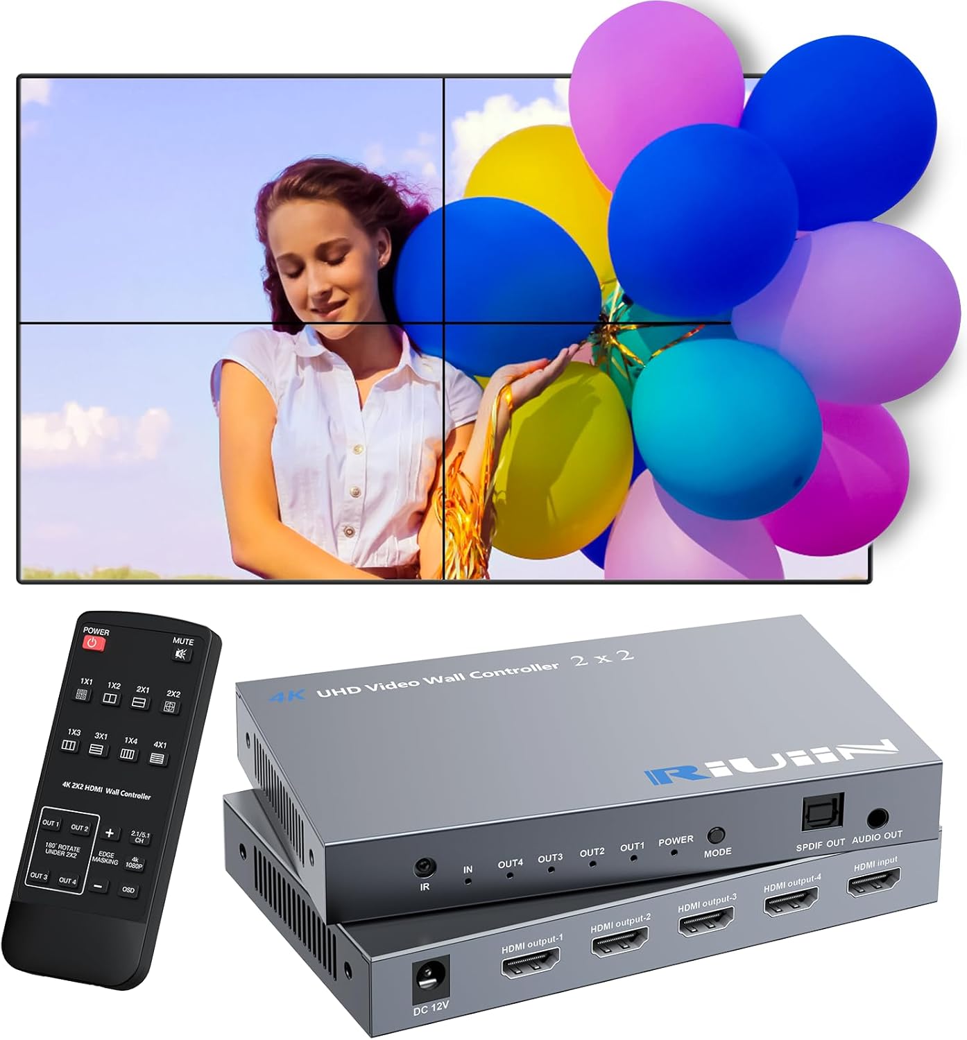 4K 30Hz Video Wall Controller with HDMI Input and 12 Modes