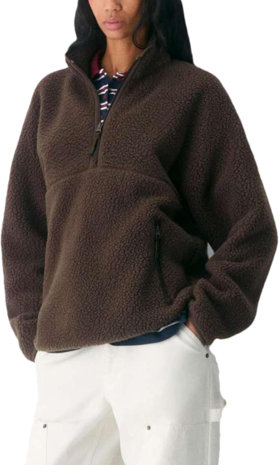 Aimiray Fleece Pullover Women Half Zip Sherpa Jacket Trendy