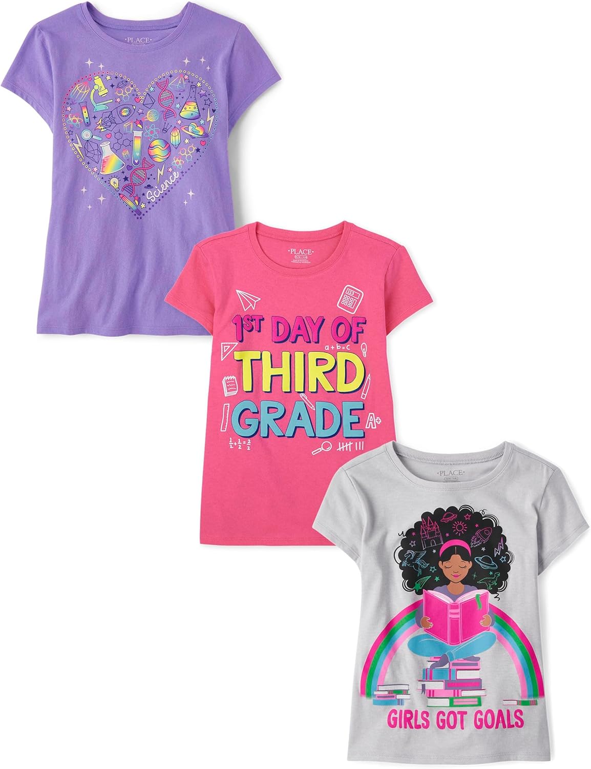 Girls School Days Short Sleeve Graphic T-Shirts Multipacks