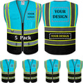 Custom Safety Vest 5 Pack Class 2 High Visibility Mesh Vest - Custom