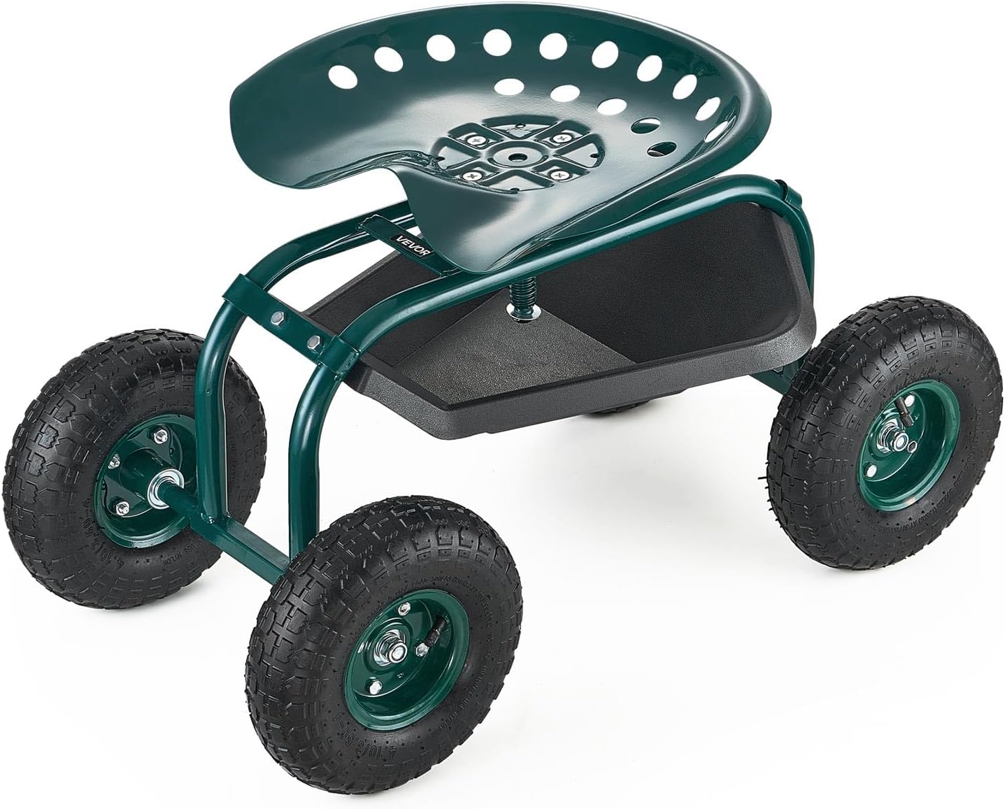 VEVOR Rolling Garden Cart with Swivel Seat and Storage Basket