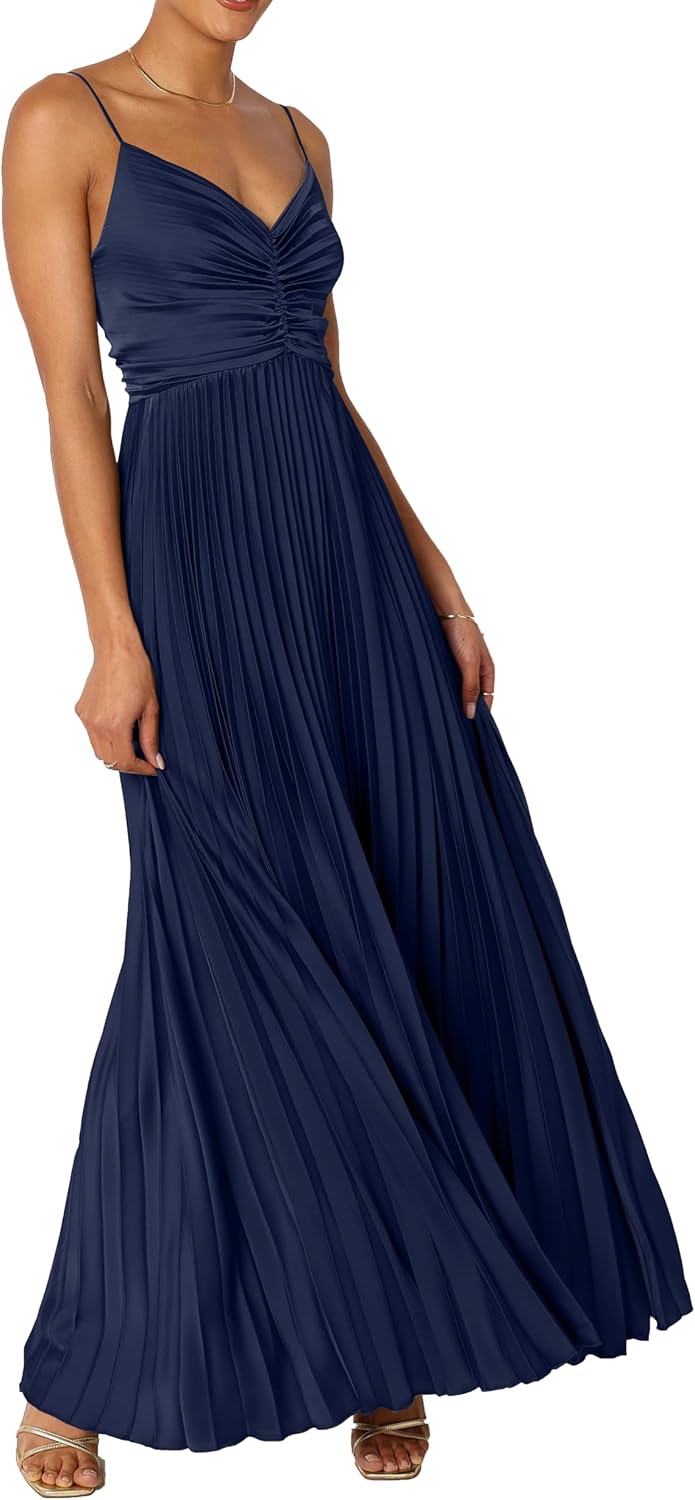 Women's Summer Pleated Dress with Floral Print and Straps