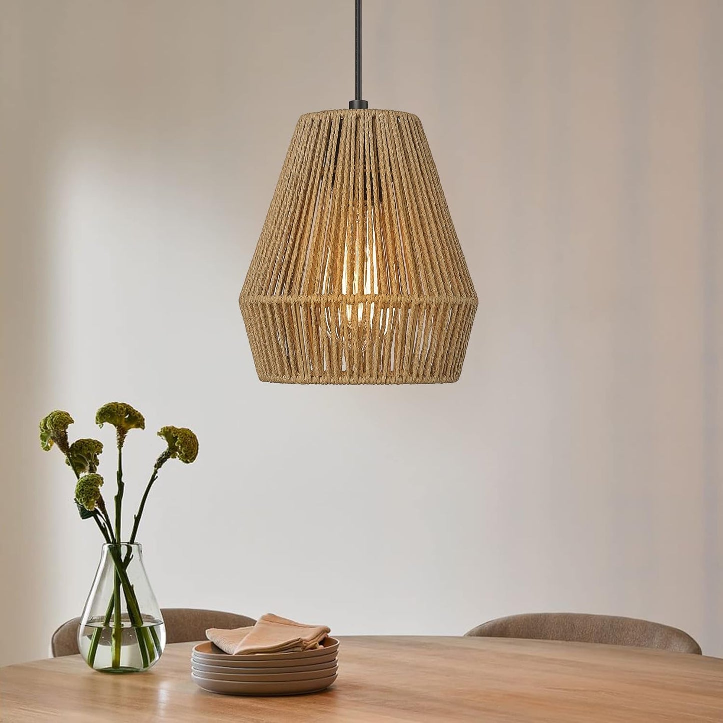 ELYONA Woven Pendant Lights for Rustic Boho Decor 7ft