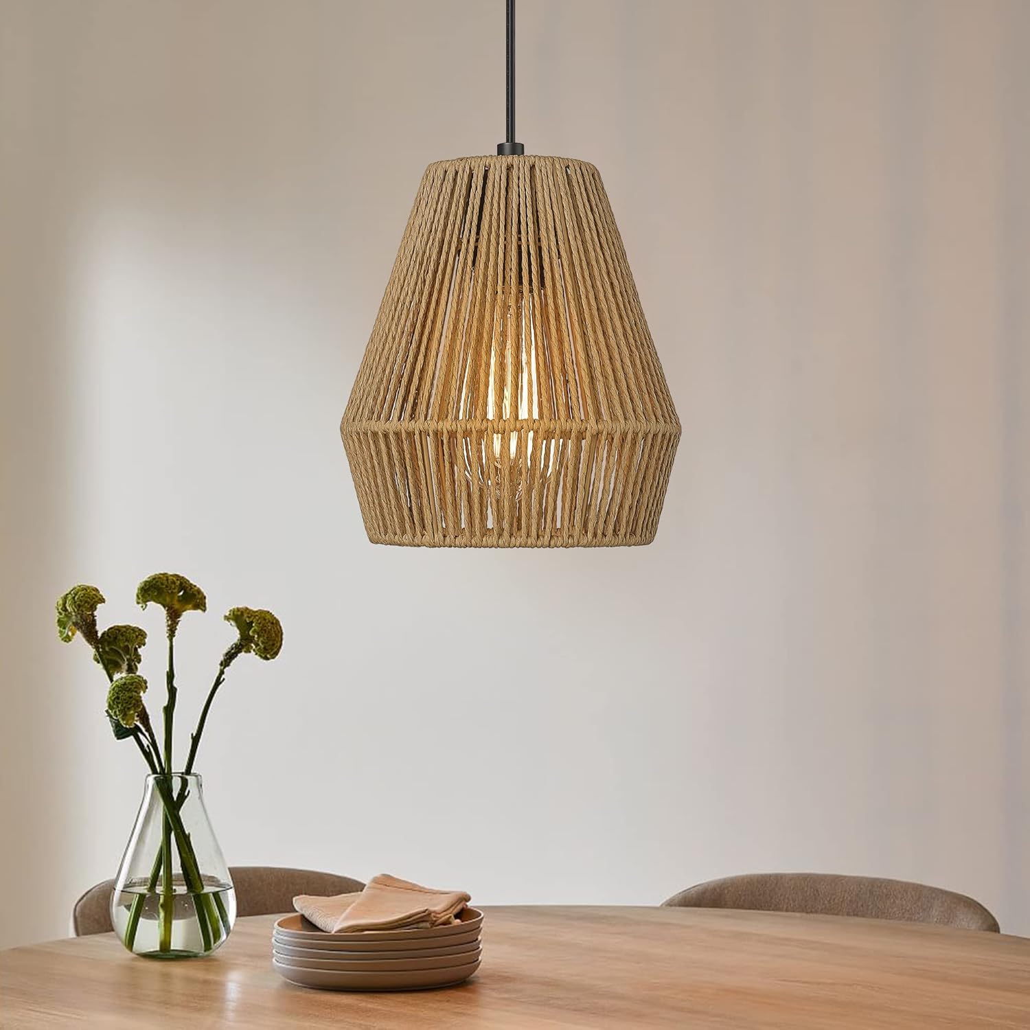 ELYONA Woven Pendant Lights for Rustic Boho Decor 7ft