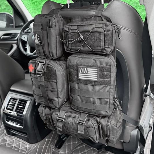 Tactical Seat Back Organizer with Detachable Pouches for Vehicles