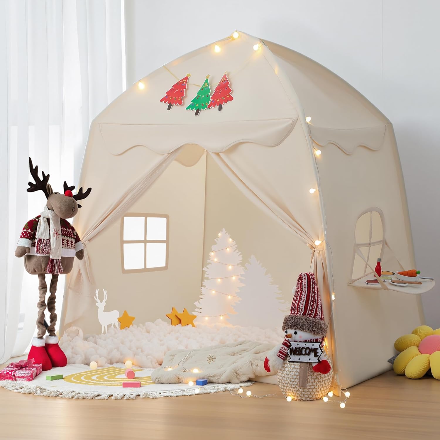 besrey Large Kids Play Tent with Christmas Lights, Indoor Fun!