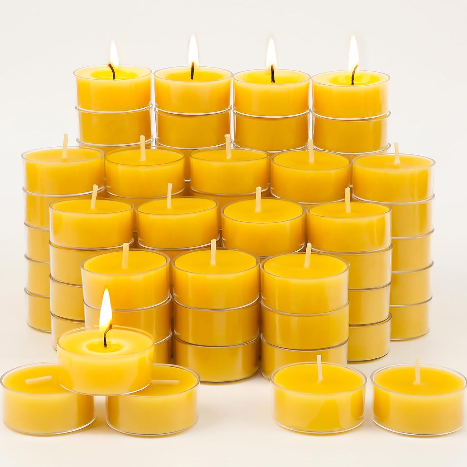 80 Packs Pure Beeswax Tealight Candles for Relaxing Atmosphere