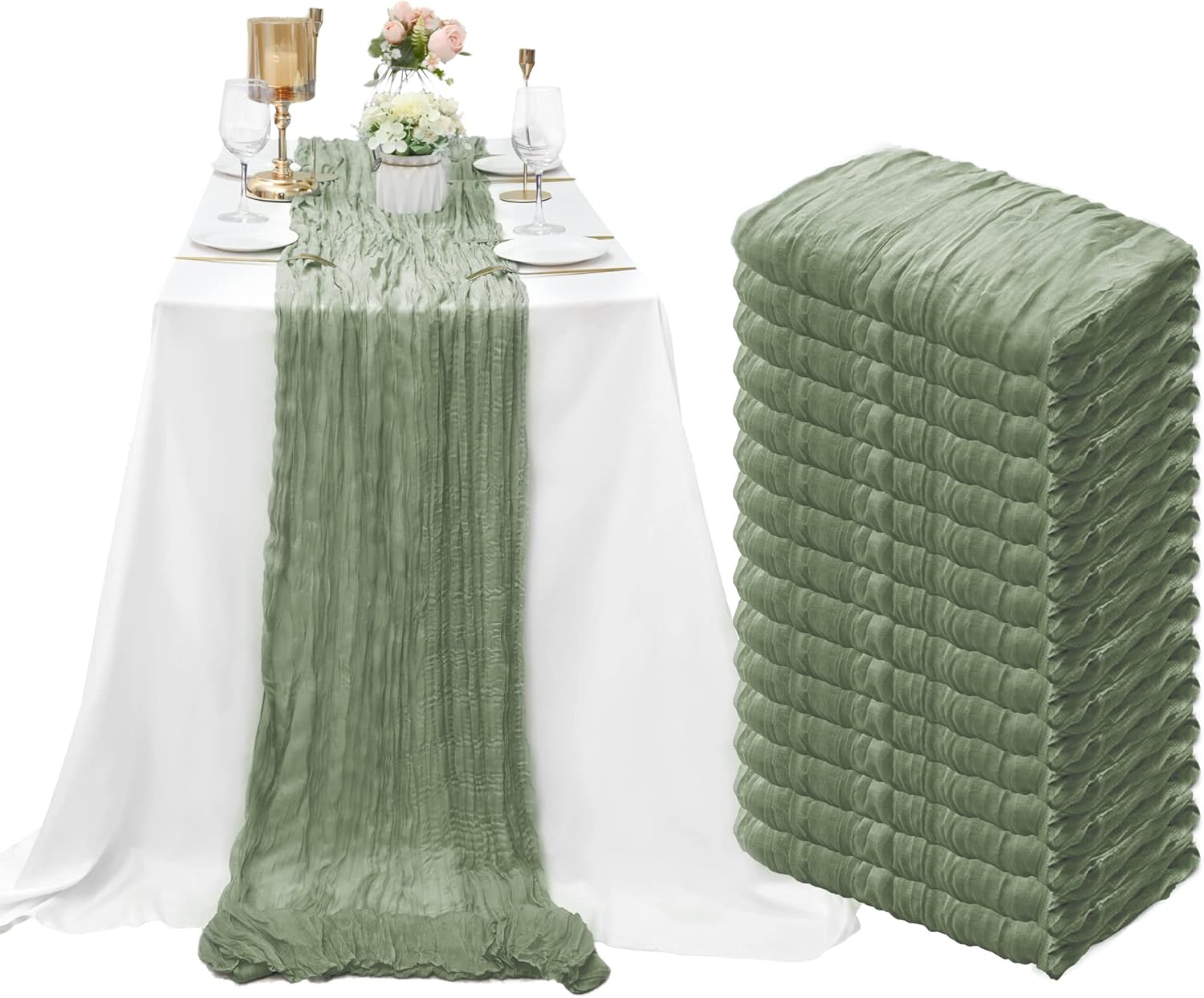 15 Pack Cheesecloth Table Runner for Elegant Party Decor