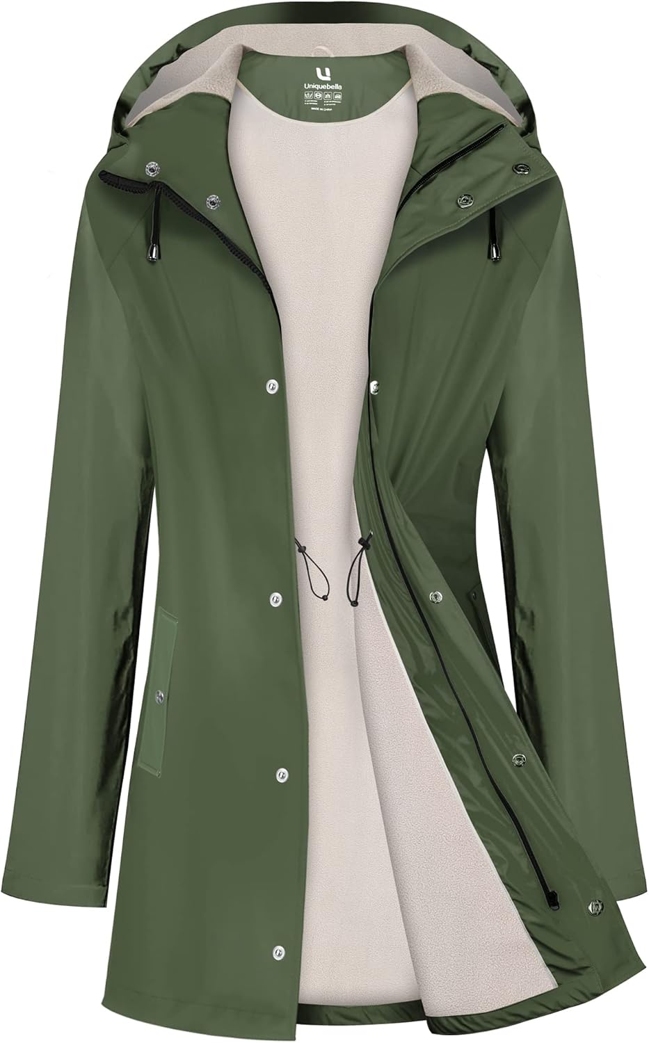 UNIQUEBELLA Rain Jackets for Women - Waterproof Long Hooded Coat