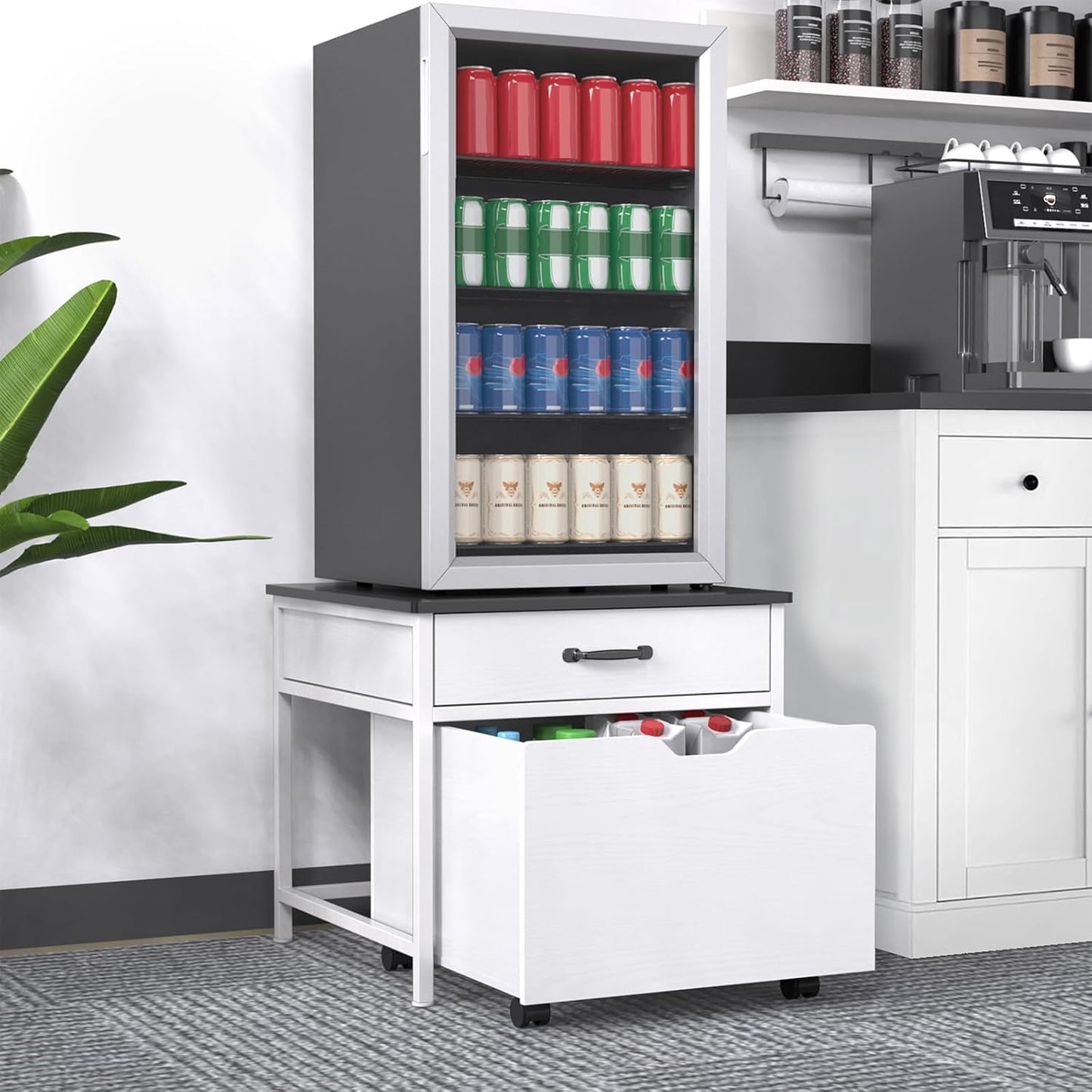 GDLF Mini Fridge Stand with Storage for Dorm and Office Use