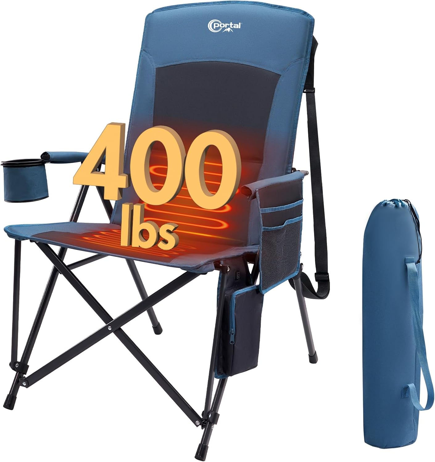 PORTAL Oversized Heated Camping Chair - 400 Lbs Capacity