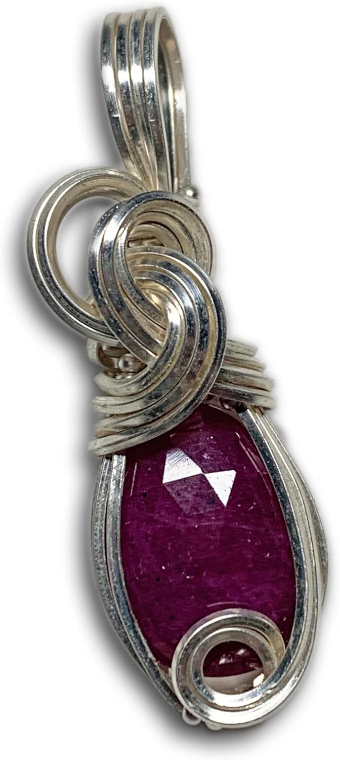 Handmade Ruby Birthstone Necklace - Unique Silver Pendant Gift