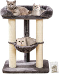28 in Cat Tree Tower with Large Bed and Hammock - Tall Scratching Post