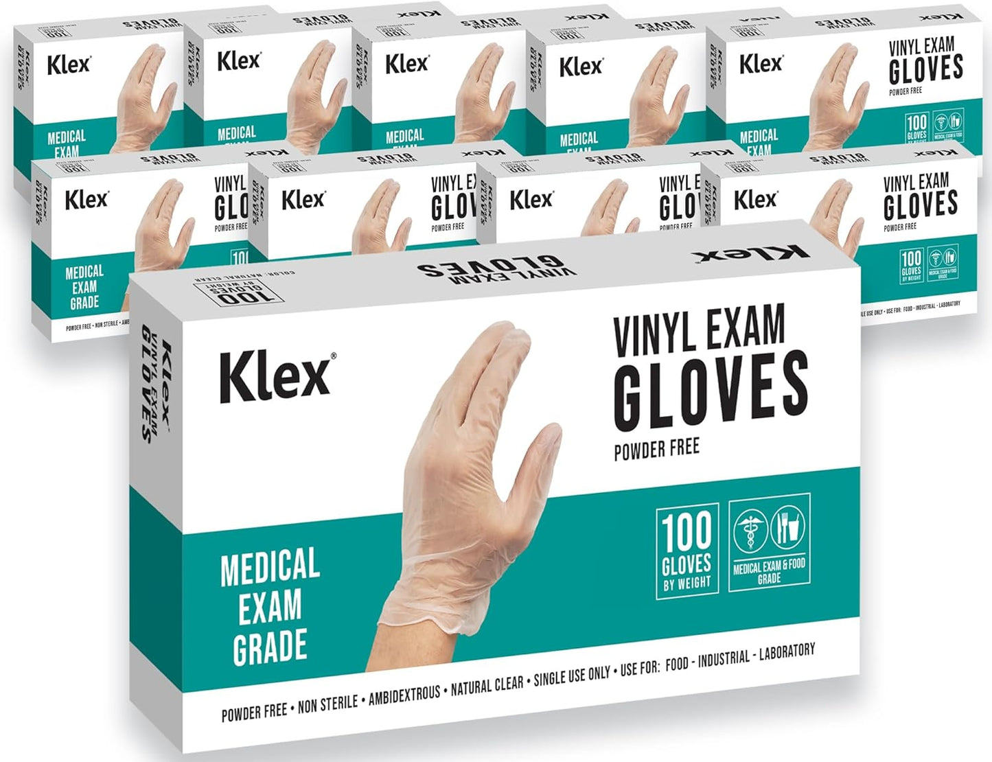 Klex Disposable Vinyl Gloves for Medical and Food Service Use