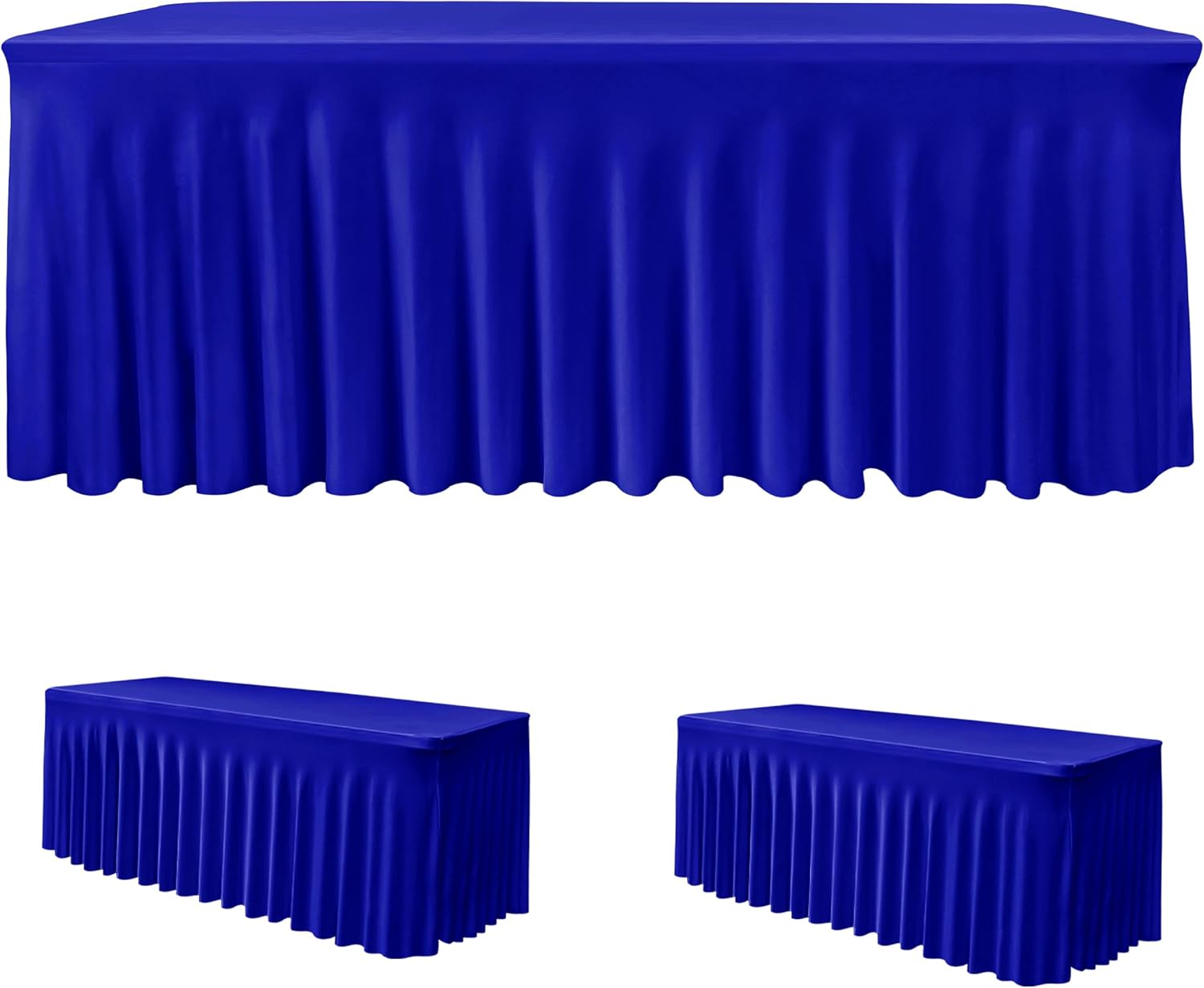 Royal Blue 8ft Rectangle Spandex Tablecloth Set for Events