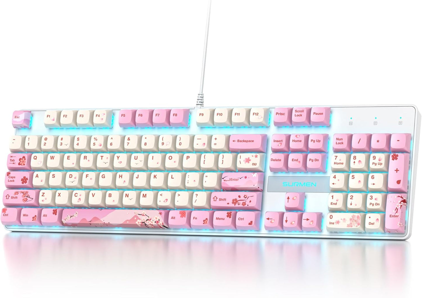 SbocKeeb: 104-Key Pink Mechanical Keyboard with Linear Red Switch