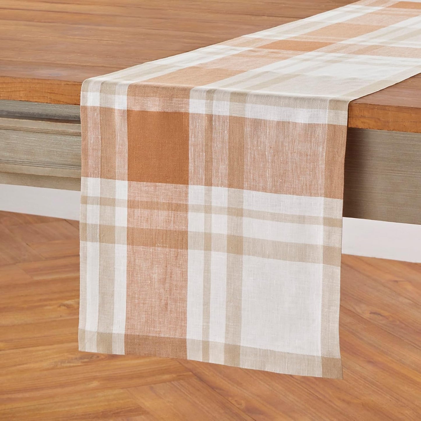 Solino Home Linen Plaid Table Runner for Fall Harvest Dining